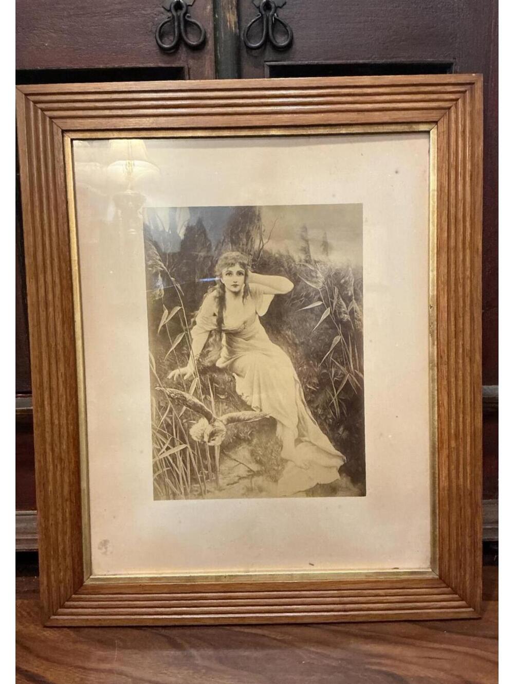 Antique Framed Lithograph Photo Gravure Print Von Bodenhausen The Tale